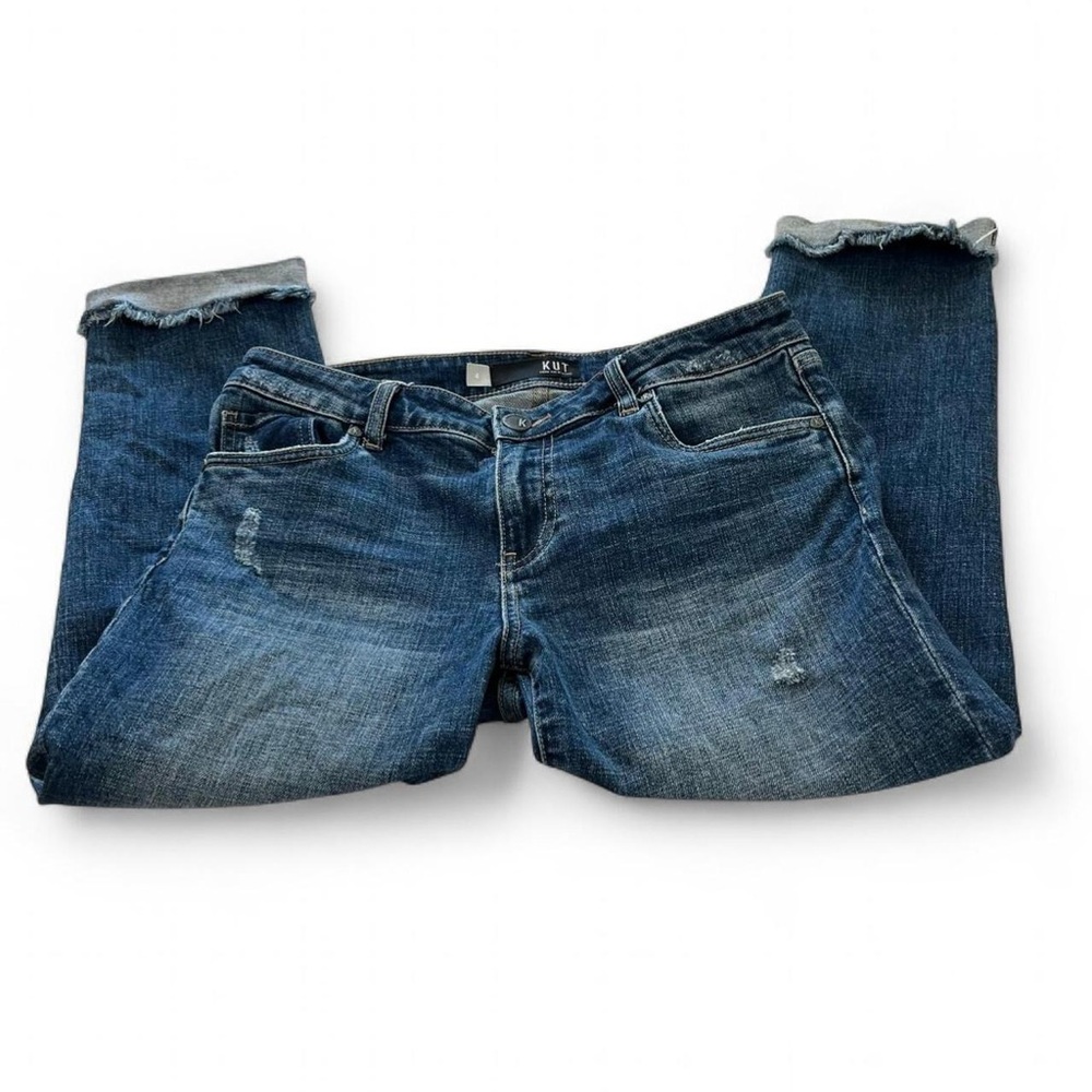Kut from the Kloth Distressed Blue Boyfriend Jeans - Size 4